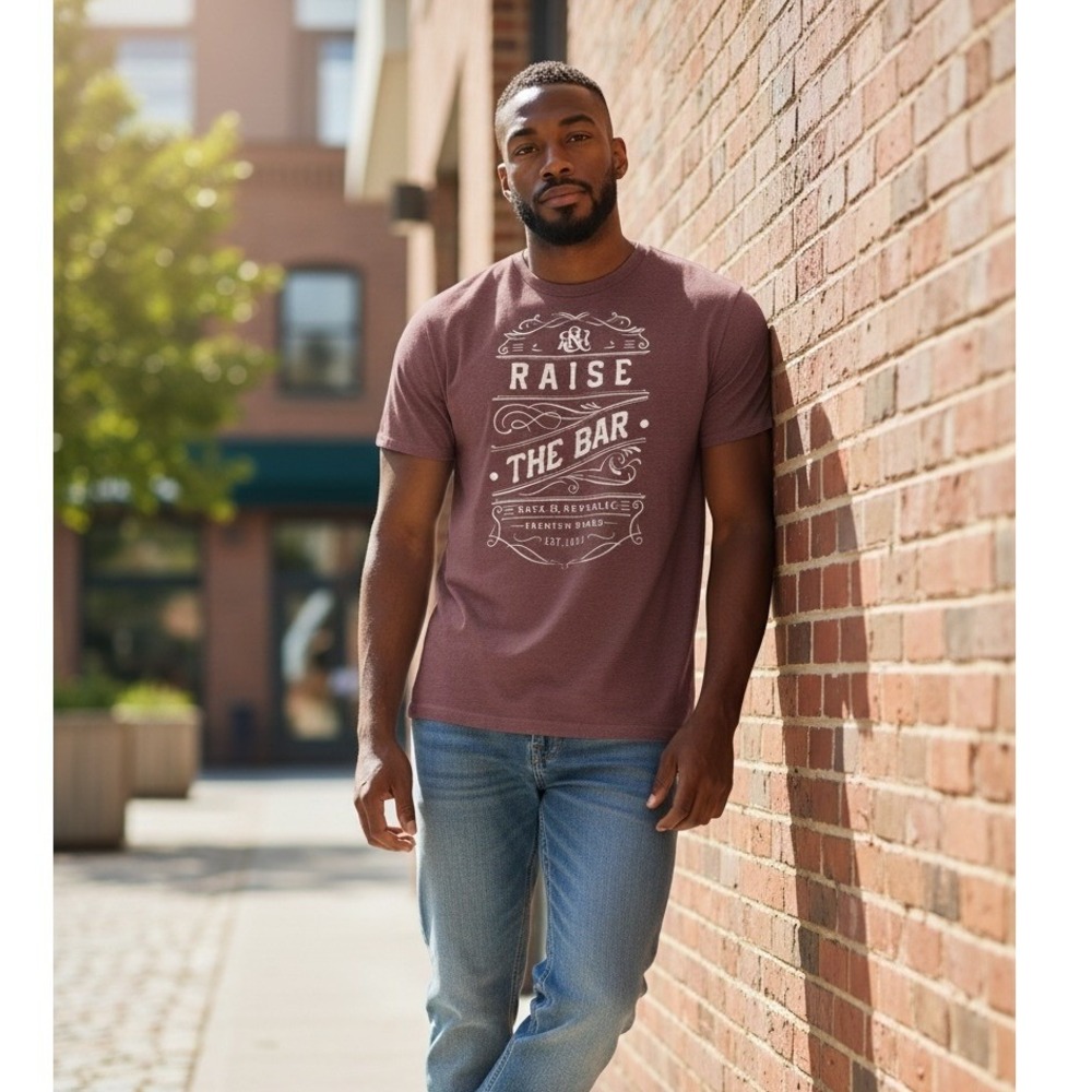 Rock‎ & Republic Mens Raise The Bar Graphic T-Shirt Maroon XL The Iconic Tee
